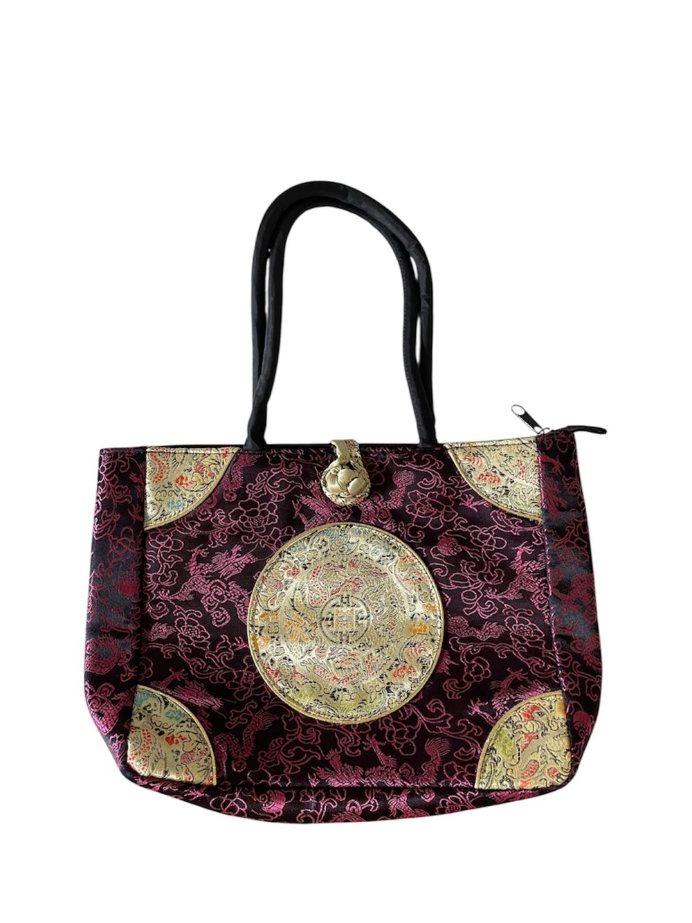 Vintage Y2K Asian Brocade Tapestry Tote Bag